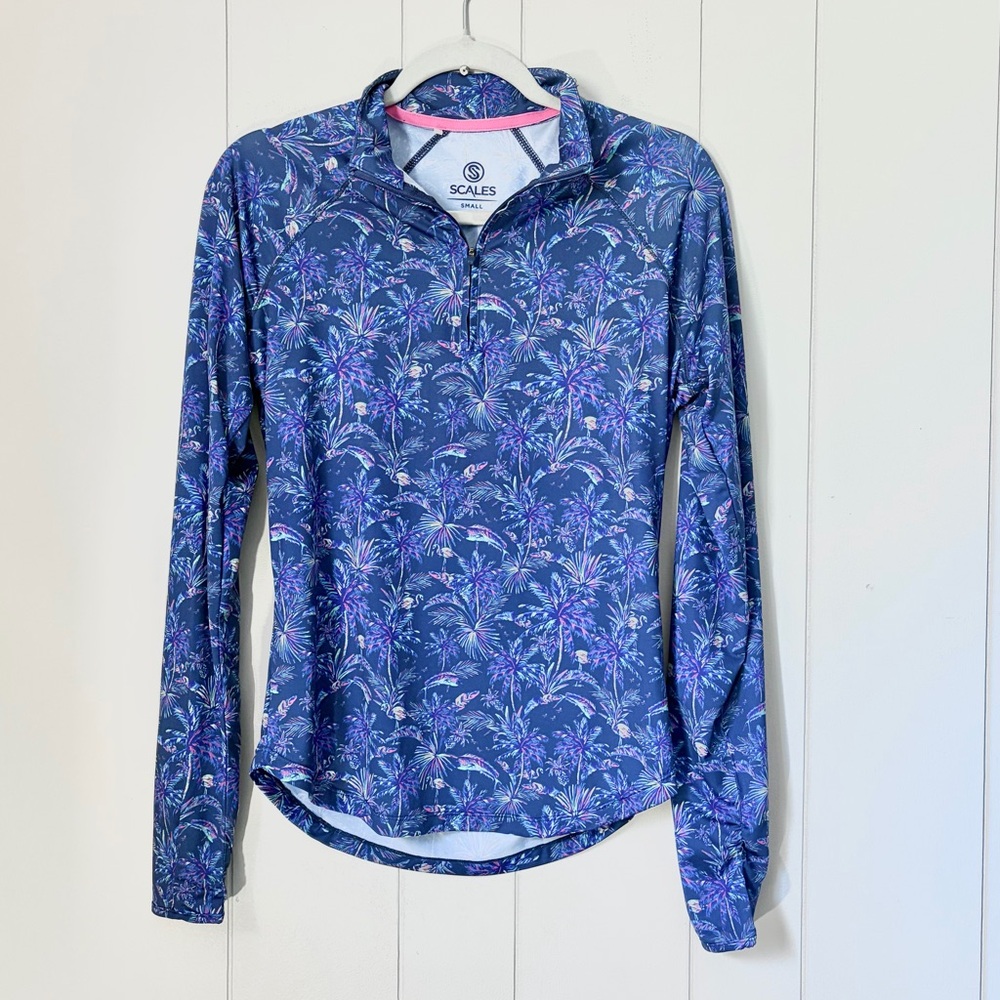 Scales Gear Performance Women’s 1/4 Zip MAHI MAHI SPF Golf Flamingos Small